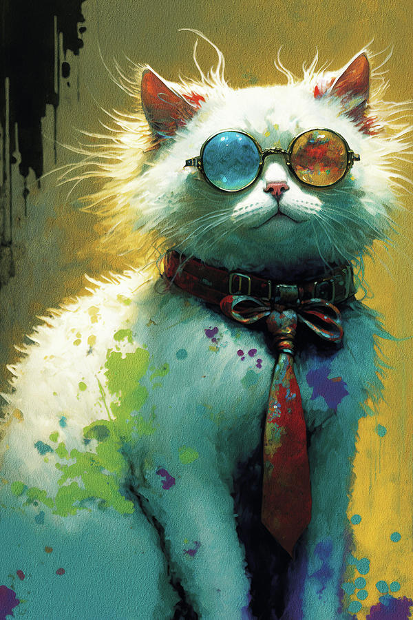 Goggle Painting - The Ragdoll Cat With Sunglasses - Composition 006 by Aryu