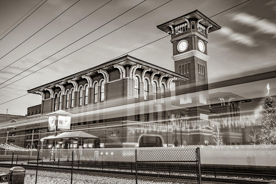 The Rail Passing By The Grapevine Main Station - Sepia Edition Photograph by Gregory Ballos
