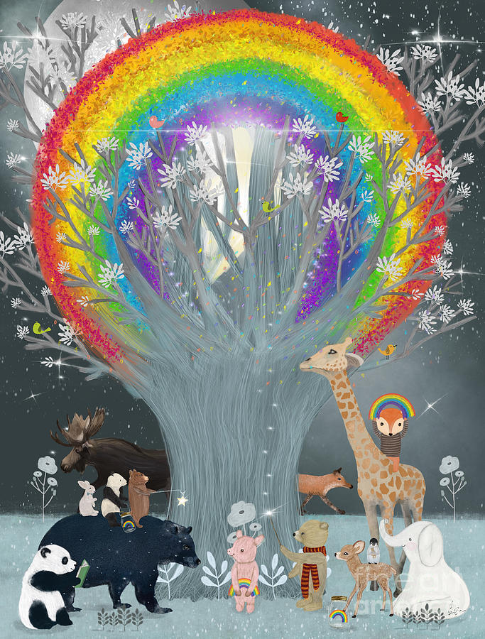 Childrens Painting - The Rainbow Tree by Bri Buckley