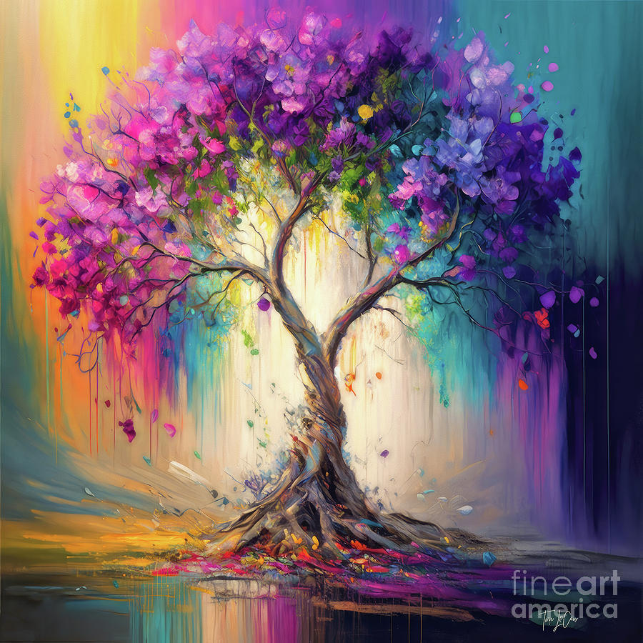 Nature Painting - The Rainbow Tree Of Life by Tina LeCour