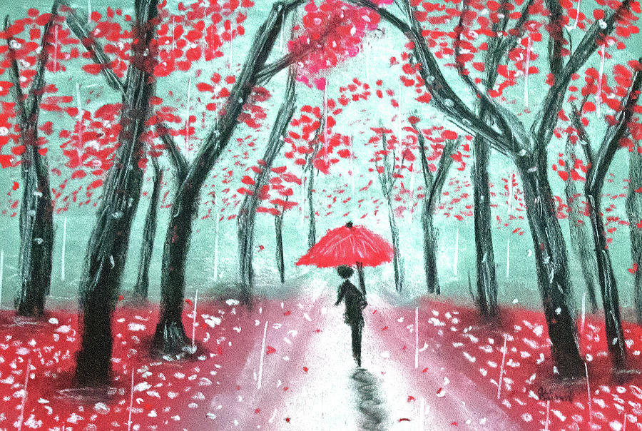 The Rainy Path Drawing by Ali Baucom