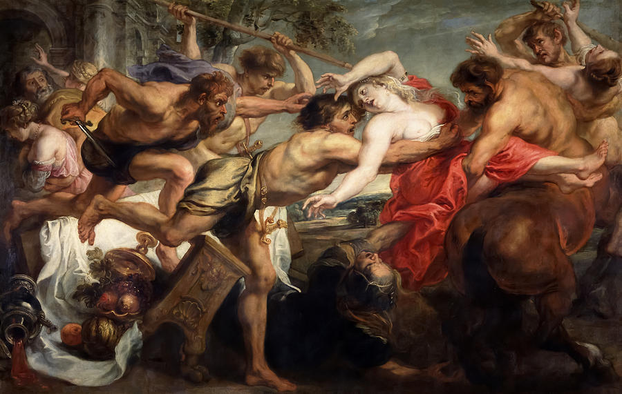 Peter Paul Rubens Painting - The Rape of Hippodamia by Peter Paul Rubens by Mango Art