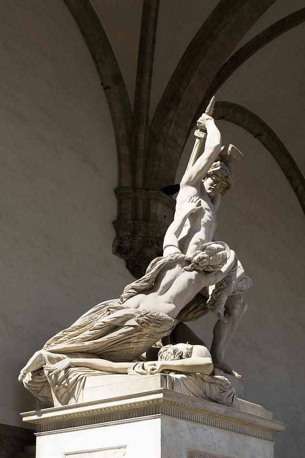 The Rape of Polyxena, sculpture by Pio Fedi (1816-1892), in 1866: Loggia dei Lanzi, Florence, Italy. Photograph by Glowimages