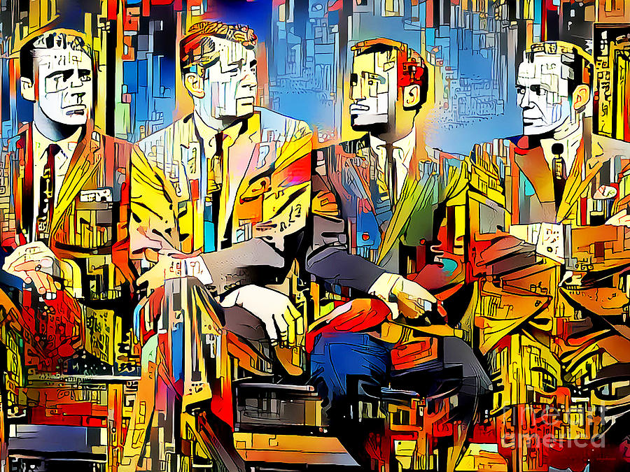 The Rat Pack Frank Sinatra Sammy Davis Jr Dean Martin Peter Lawford in Vibrant Contemporary 20201020 Photograph by Wingsdomain Art and Photography