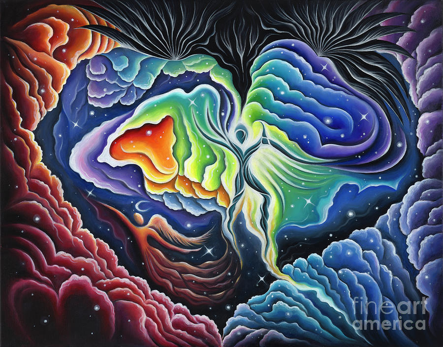 The Raven Guardian and The Cosmic Dance of Creation Painting by Tiffany Davis-Rustam