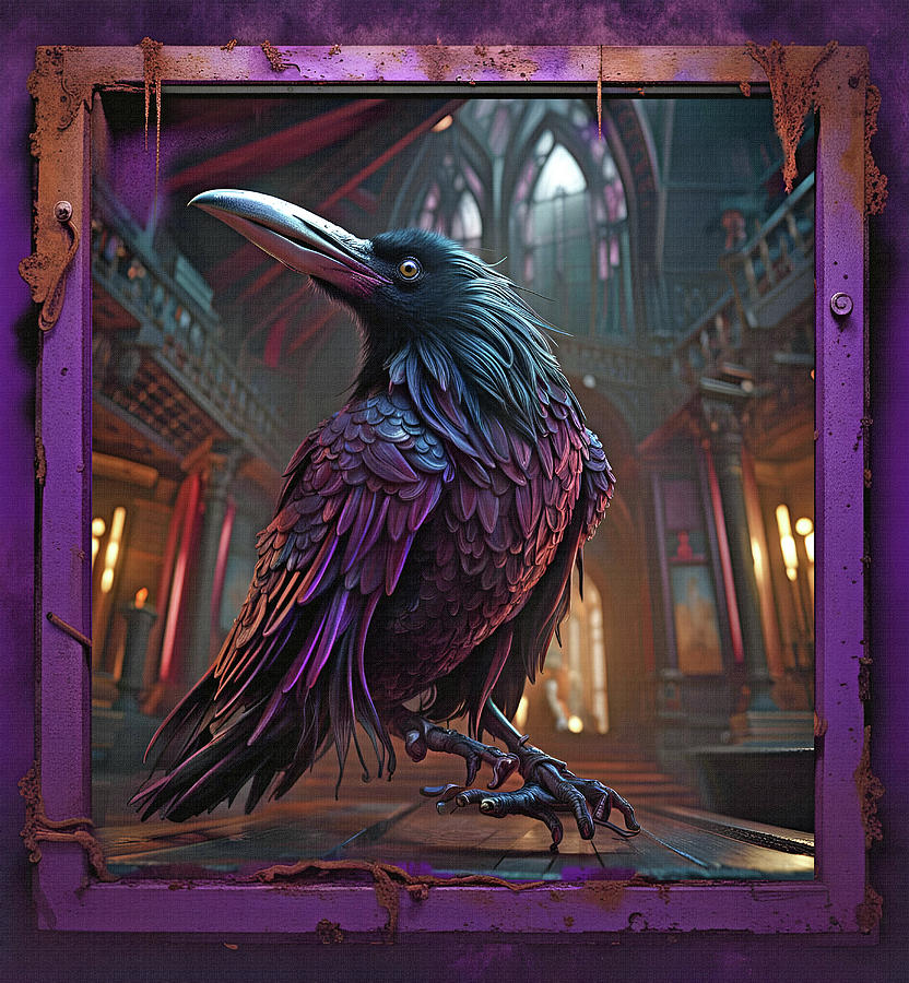 Crow Digital Art - The Raven by Mal Bray