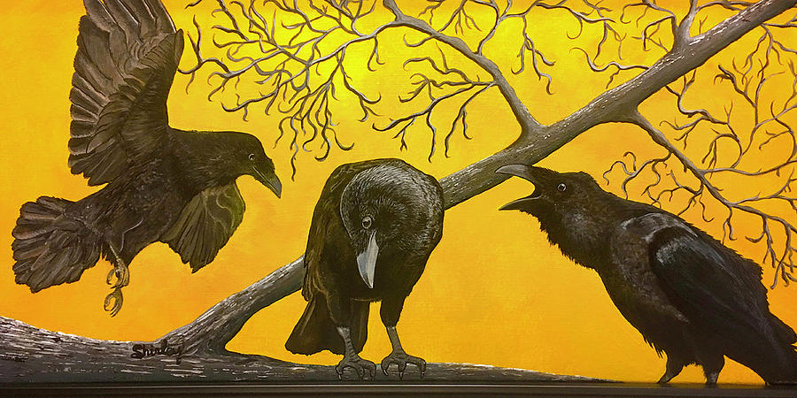 The Raven Triad Painting by Shirley Dutchkowski