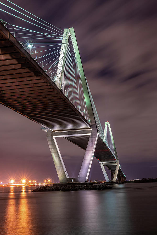 The Ravenel Bridge in the Blue Hour Photograph by Douglas Wielfaert