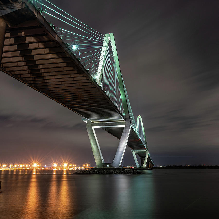 The Ravenel Bridge in the Blue Hour II Photograph by Douglas Wielfaert