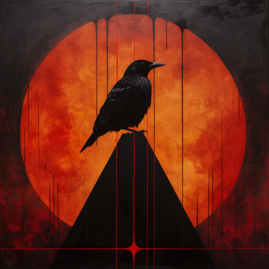 Raven Painting - The Ravens Triangle by Lourry Legarde