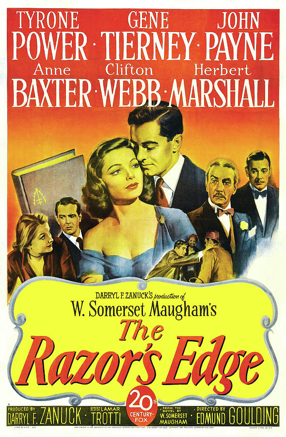 The Razors Edge, with Tyrone Power and Gene Tierney, 1946 Mixed Media by Movie World Posters