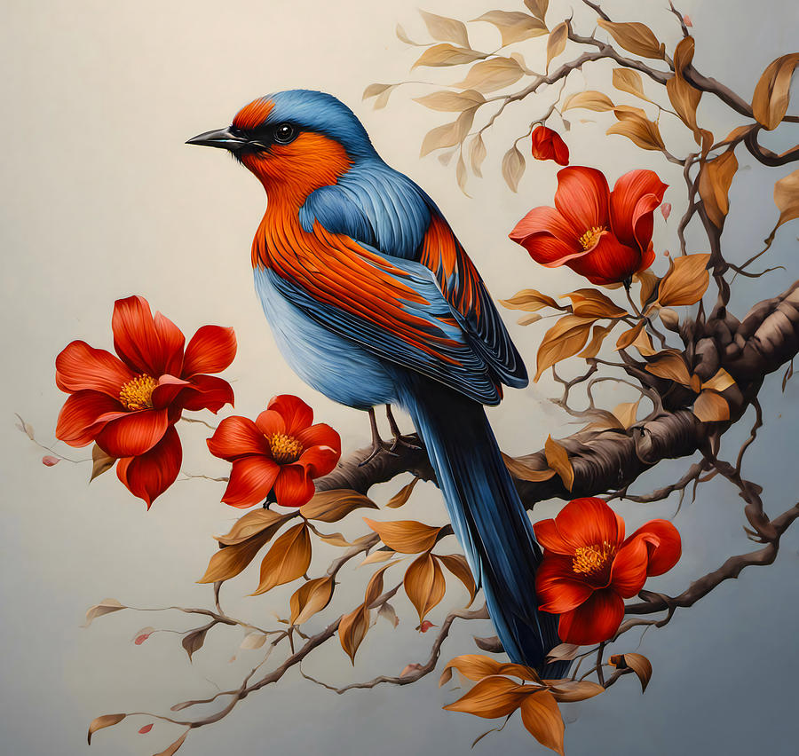 The Red and Blue Bird Digital Art by Steve Taylor