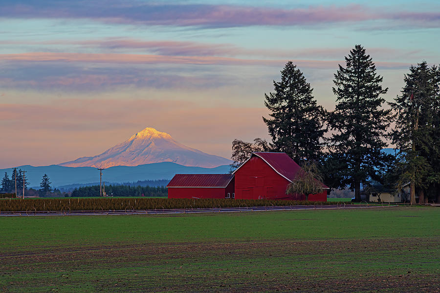 The red barn and the mountain. Photograph by Ulrich Burkhalter