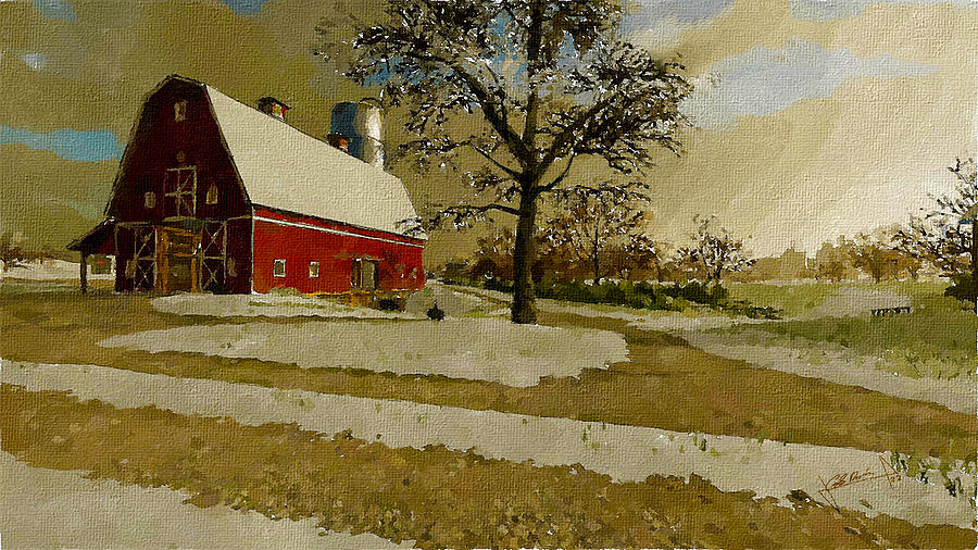 The Red Barn Painting by Charlie Roman