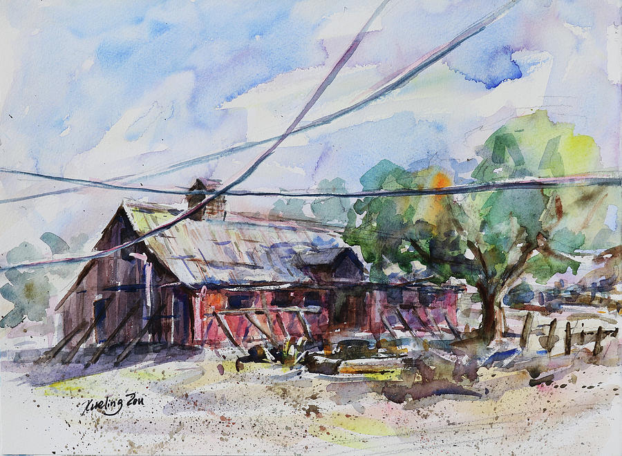 The Red Barn Farm Morgan Hill California Painting by Xueling Zou