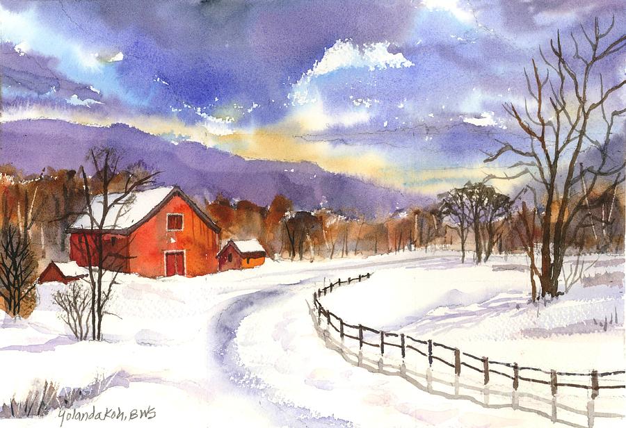 The Red Barn House Painting by Yolanda Koh