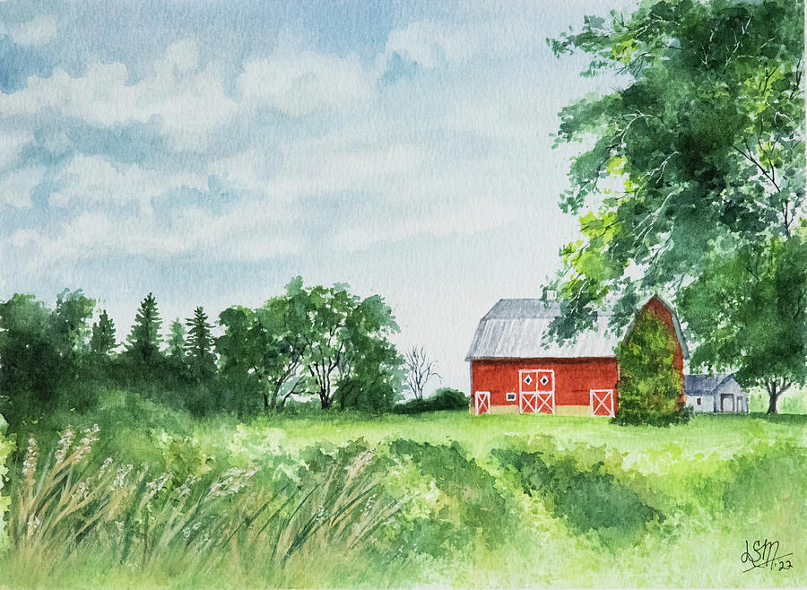 The Red Barn Painting by Linda Shannon Morgan