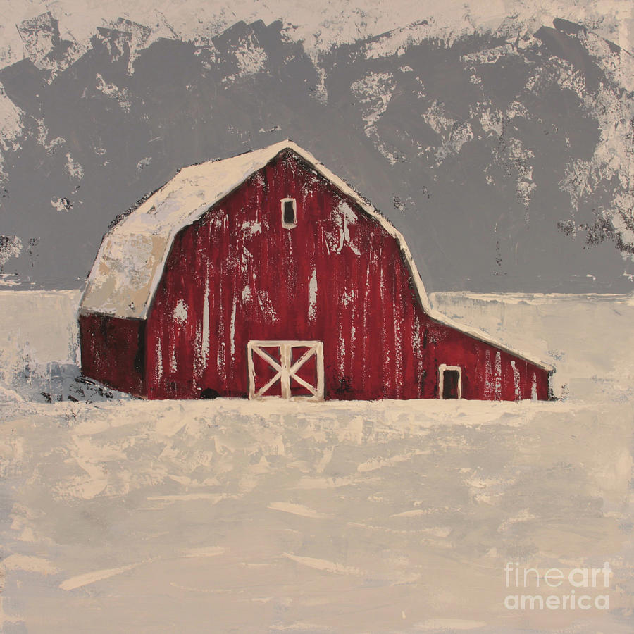 The Red Barn Painting by Lucia Stewart