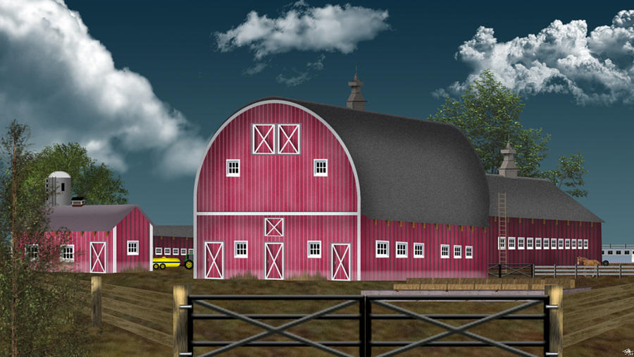 The Red Barn Digital Art by Mark Tully