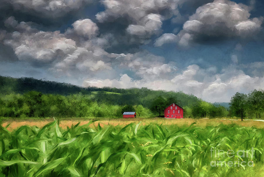 The Red Barn on Burnt House Road Digital Art by Lois Bryan