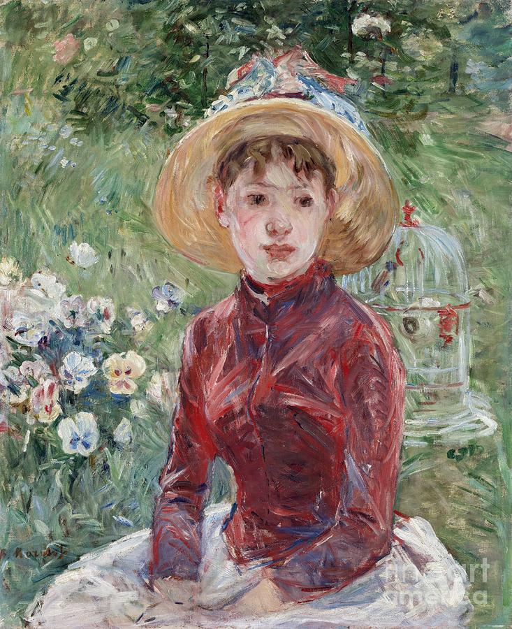 Berthe Morisot Painting - The Red Bodice   AKG10151574 by Berthe Morisot