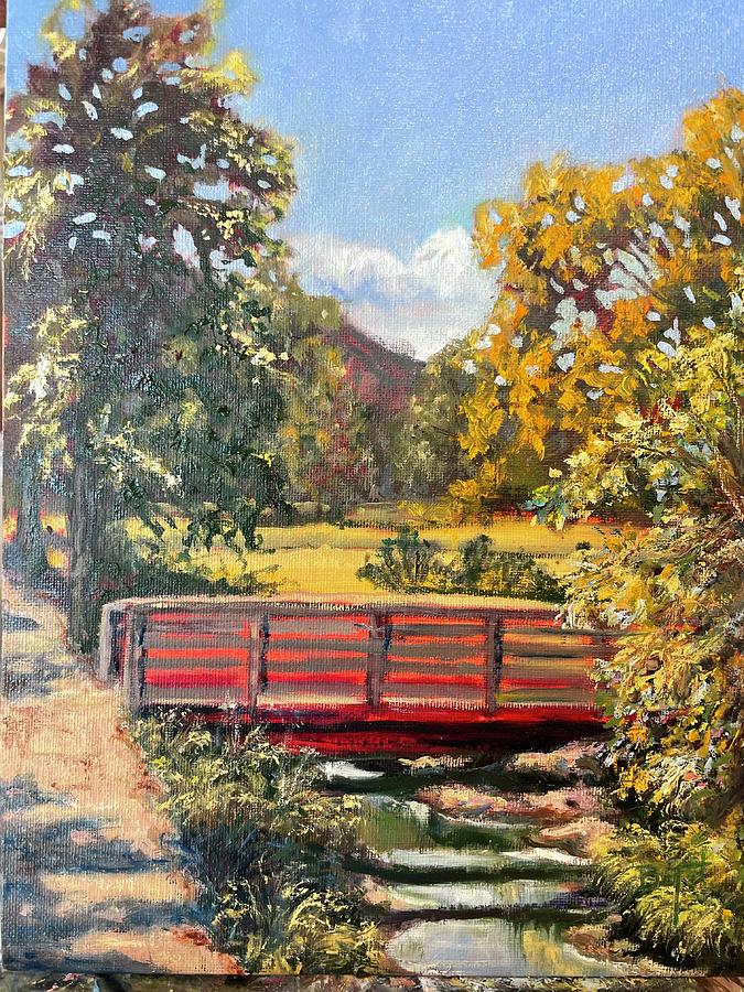 The Red Bridge Painting by Beth Gramith