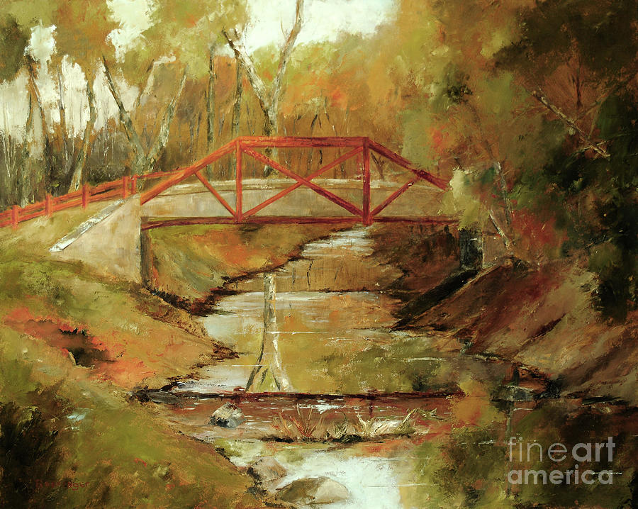 The Red Bridge  Painting by Paint Box Studio