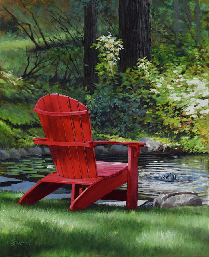Nature Painting - The Red Chair by Bill Finewood