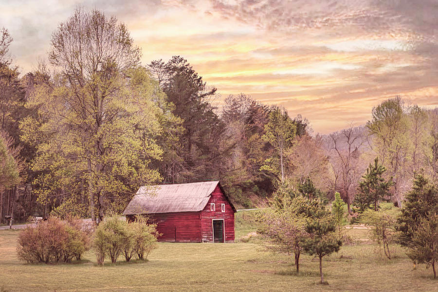 The Red Country Barn at Sunset Photograph by Debra and Dave Vanderlaan