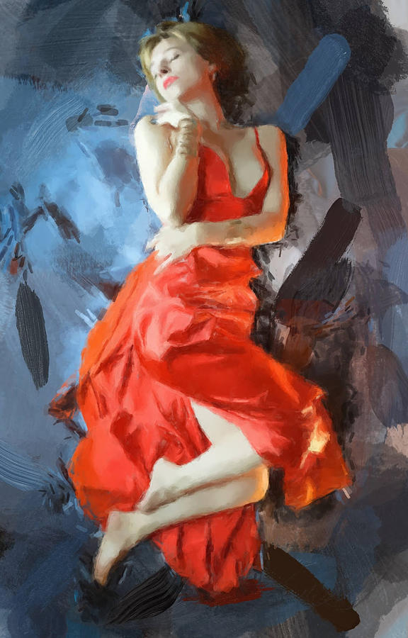 The Red Dress Painting by Gary Arnold