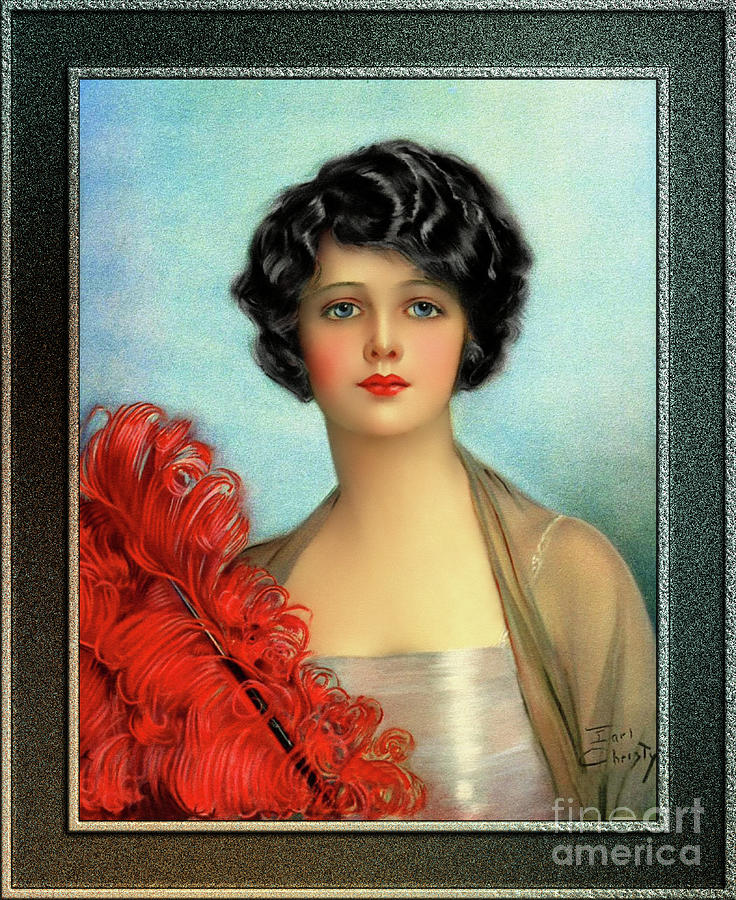 The Red Feather by Earl Christy Vintage Art Xzendor7 Old Masters Reproductions Painting by Rolando Burbon