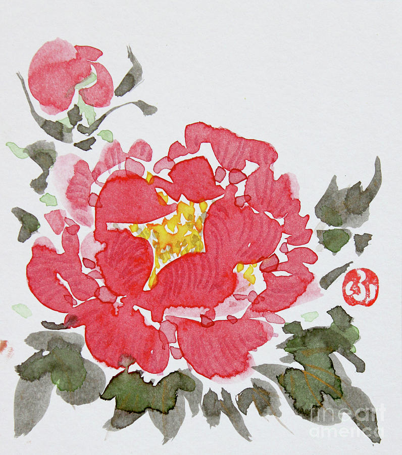 The Red Flower Painting by Fumiyo Yoshikawa
