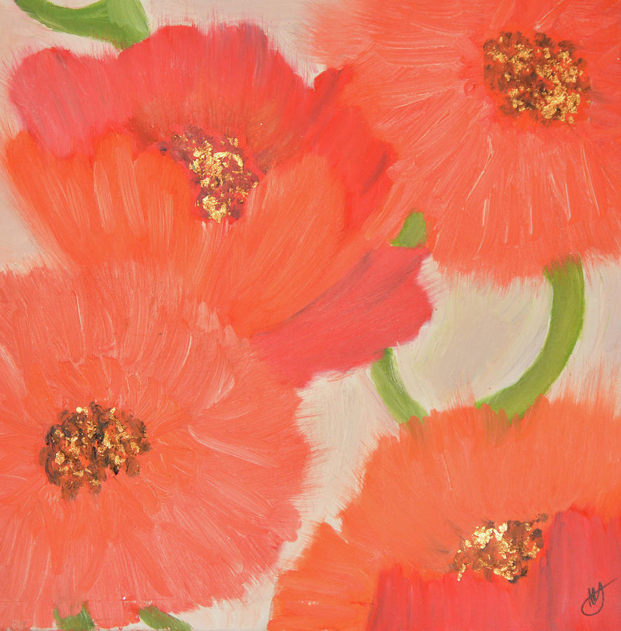 The Red Flowers Painting by Anita Hummel