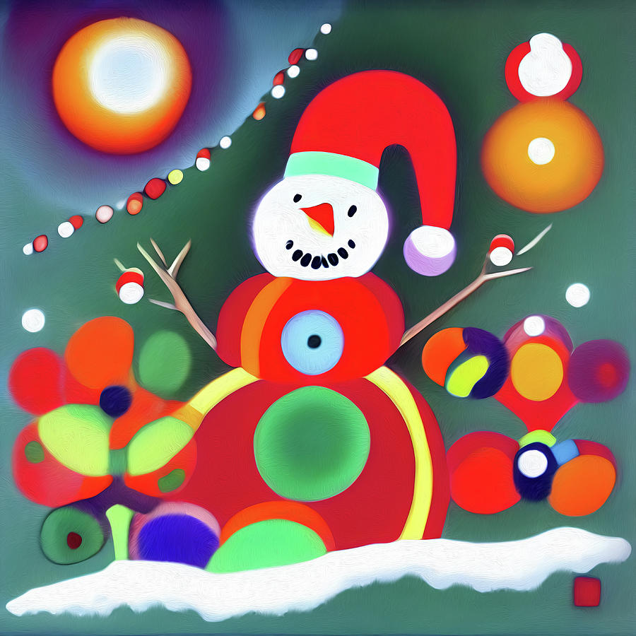 The red happy snowman Digital Art by Tatiana Travelways