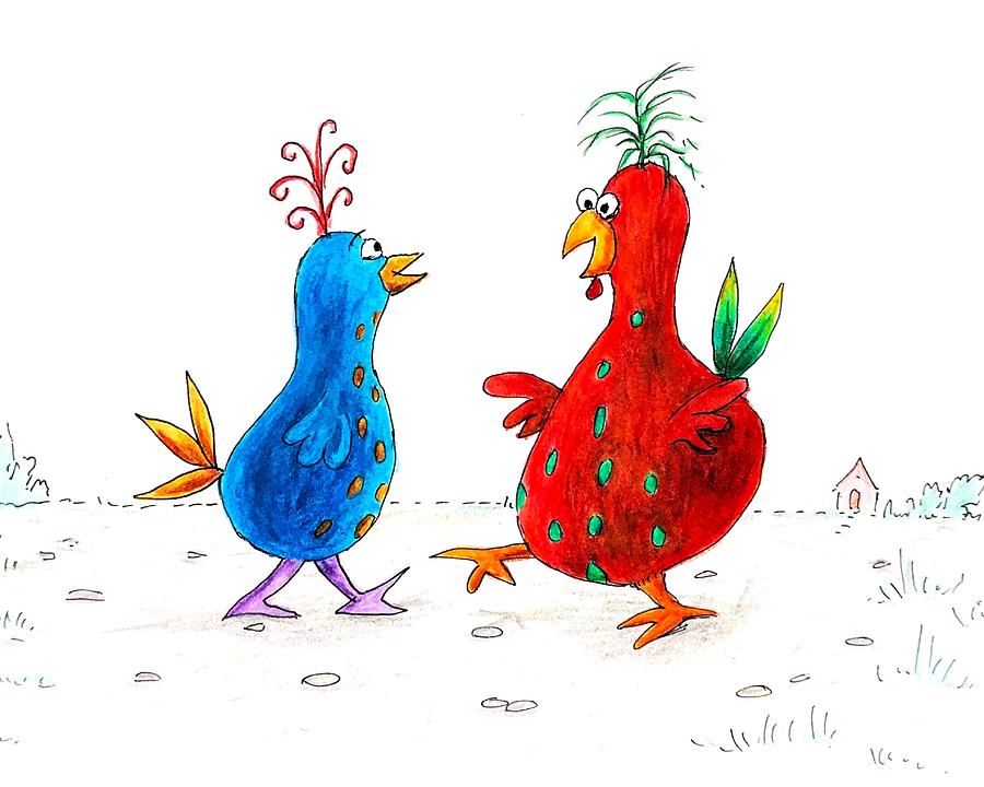 the Red Hen Drawing by Matt Konar