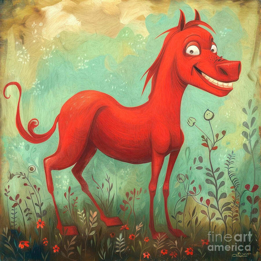 The Red Horse Digital Art by Jutta Maria Pusl