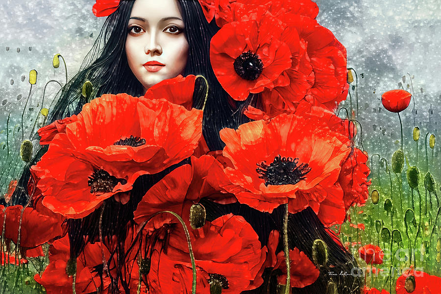 The Red Poppy Goddess Digital Art by Tina LeCour - Pixels