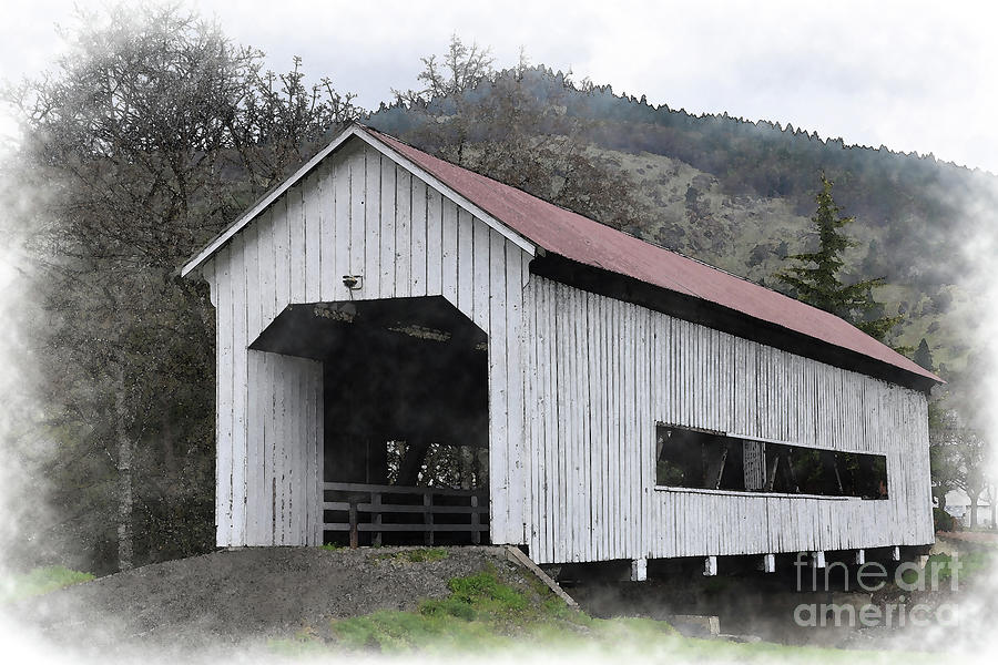 The Red Roof Covered Bridge Digital Art by Kirt Tisdale