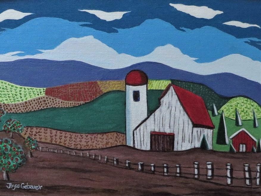 The Red Roofed Barn Painting by Joyce Gebauer