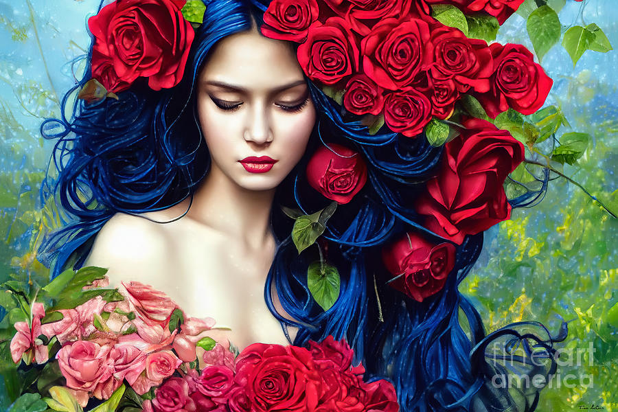 The Red Rose Goddess Painting by Tina LeCour