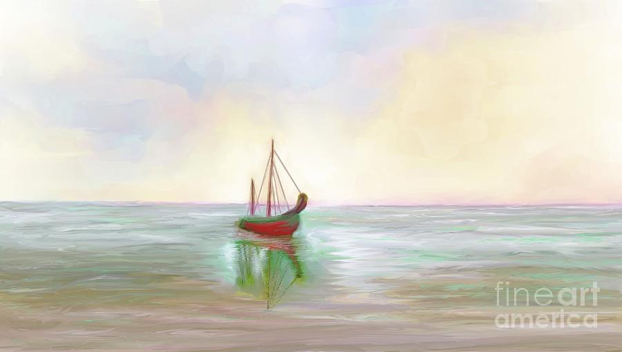 The Red Ship Painting by Ana Borras