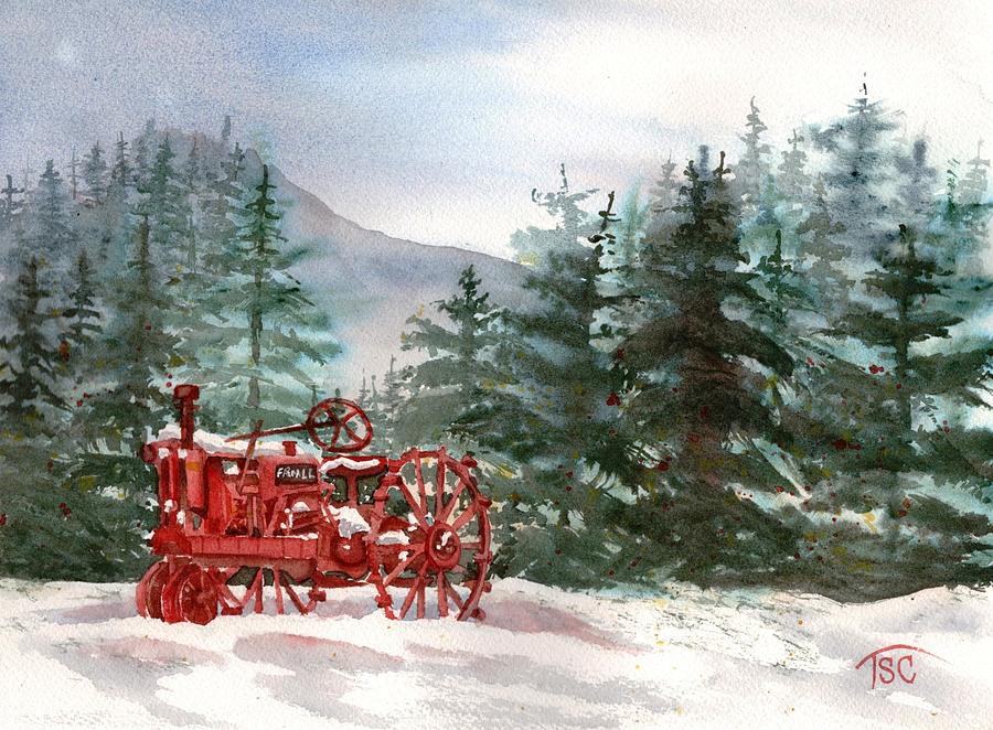 The Red Tractor Painting by Tammy Crawford