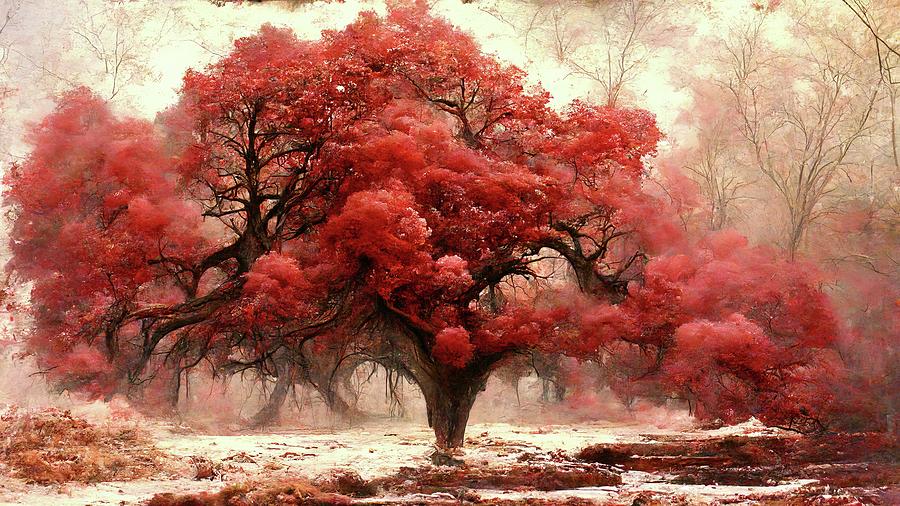 The Red Tree Digital Art by Daniel Eskridge