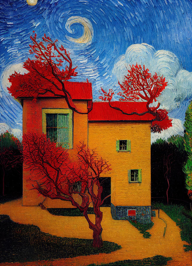 The Red Tree House Digital Art by RE Design Fine Art America