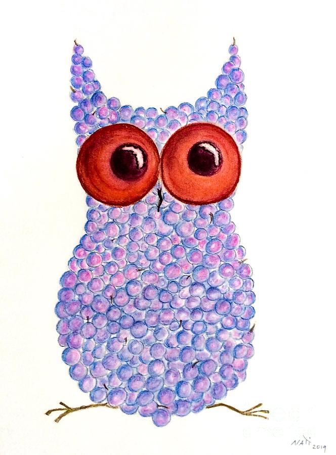The Red Wine Owl Pastel by Natalia Wallwork