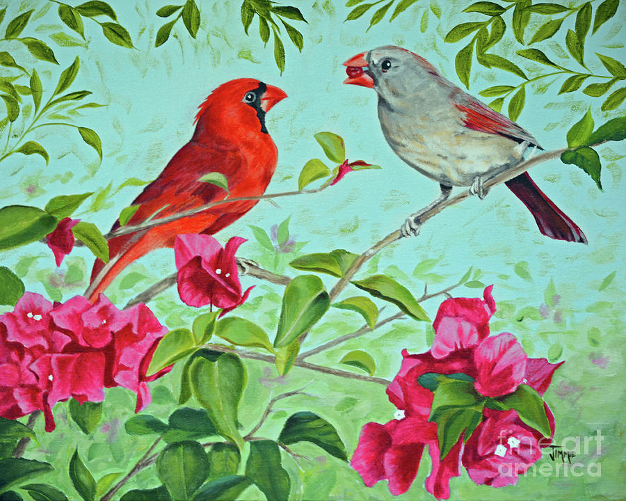 Bird Painting - The Redbirds by Jimmie Bartlett
