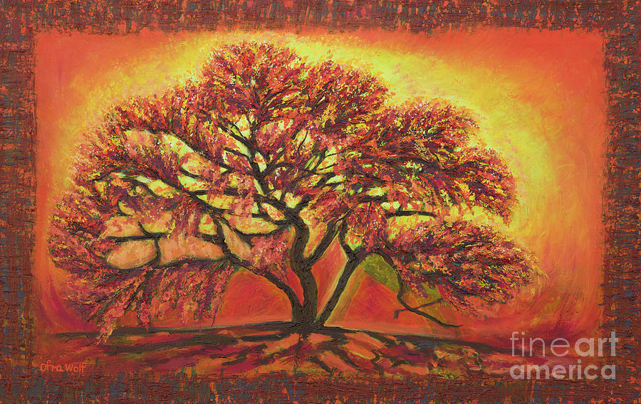 The reddish tree Painting by Ofra Wolf