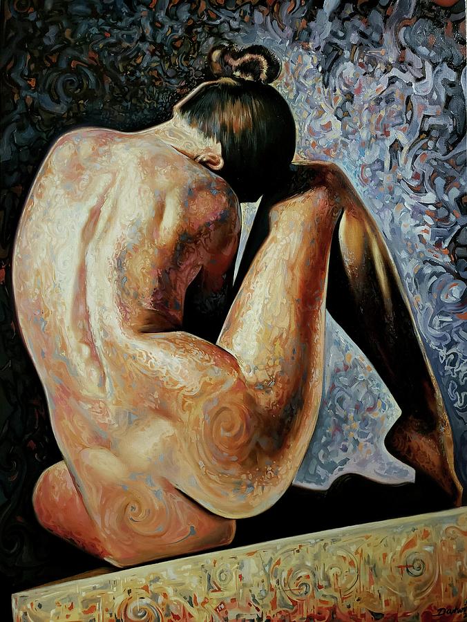 Muse Painting - The reflective Muse by Darwin Leon Muse Painting - The reflective Muse by Darwin Leon