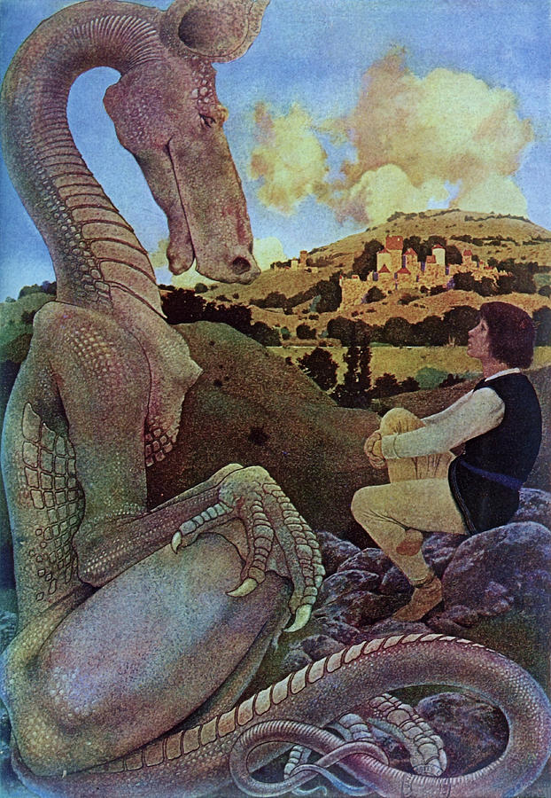 The Reluctant Dragon by Maxfield Parrish 1901 Painting by DK Digital