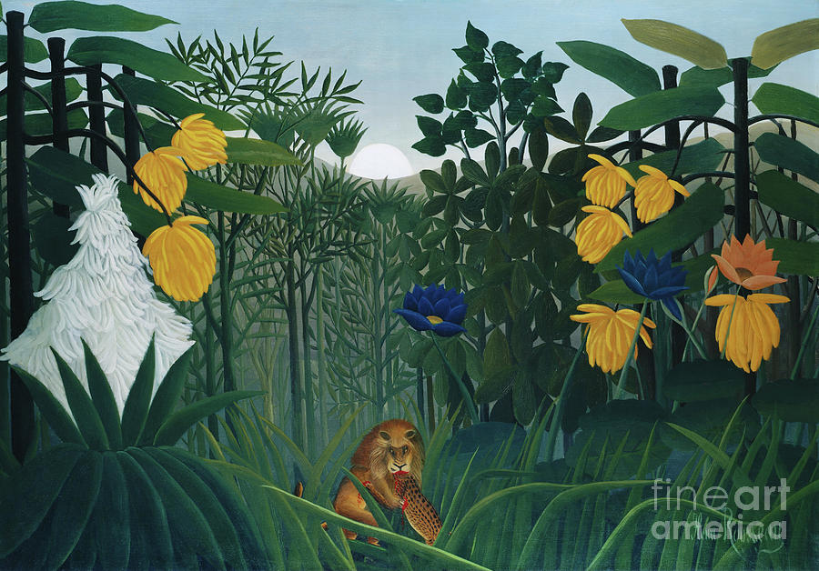 The Repast of the Lion by Henri Rousseau Painting by - Henri Rousseau